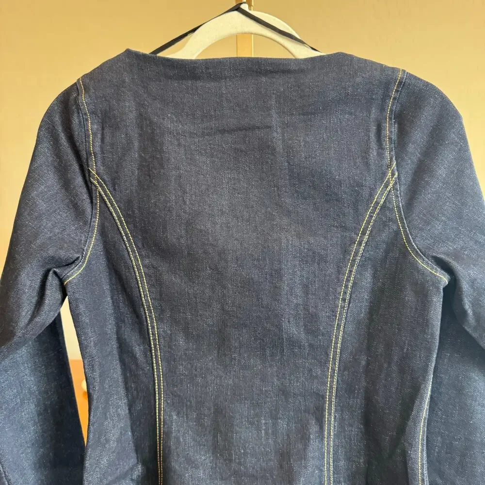 Anthro SOVERE Dusk Denim Mini Dress Ink Blue M NWT - Picture 4 of 9